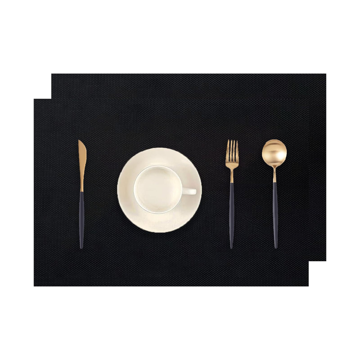 Frame Gold Placemats Set of 2 - Heat-Resistant, Non-Slip Table Mats