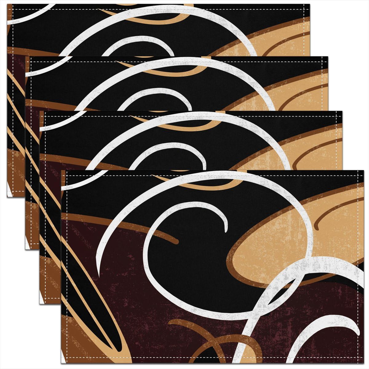 3D Abstract Design Place Mats Red Black Gray White Irregular Pattern Placemats for Teens Adults Men Modern Simple Style Kitchen Mats for Dining Table Set of 4 12x18 Inch