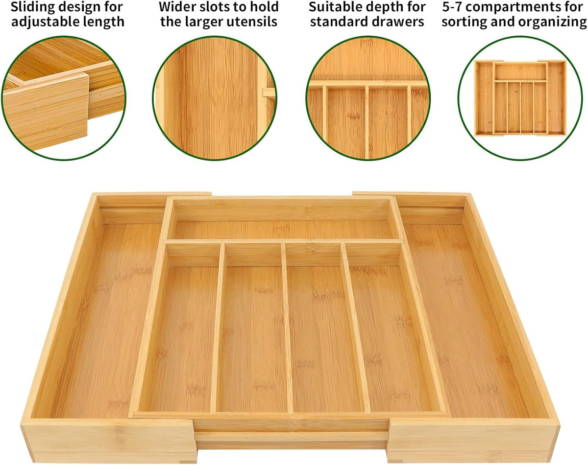 VaeFae Bamboo Drawer Organizer, Medium, Natural