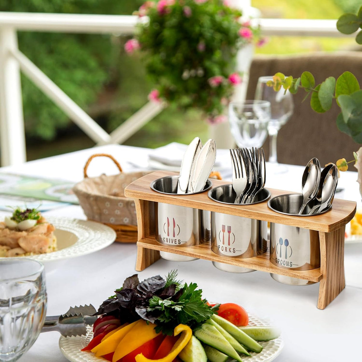 Lyellfe Silverware Holder for Countertop, Stainless Steel