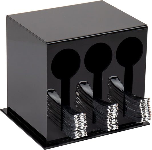 Mind Reader Utensil Dispenser, Silverware Organizer, Plastic Fork and Spoon Dispenser, Kitchen, Black