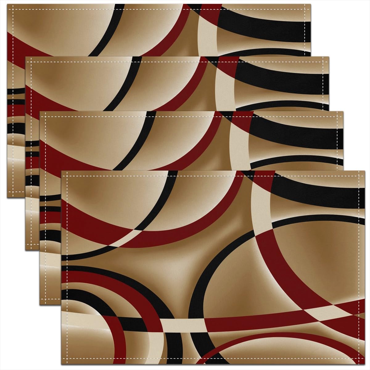 3D Abstract Design Place Mats Red Black Gray White Irregular Pattern Placemats for Teens Adults Men Modern Simple Style Kitchen Mats for Dining Table Set of 4 12x18 Inch