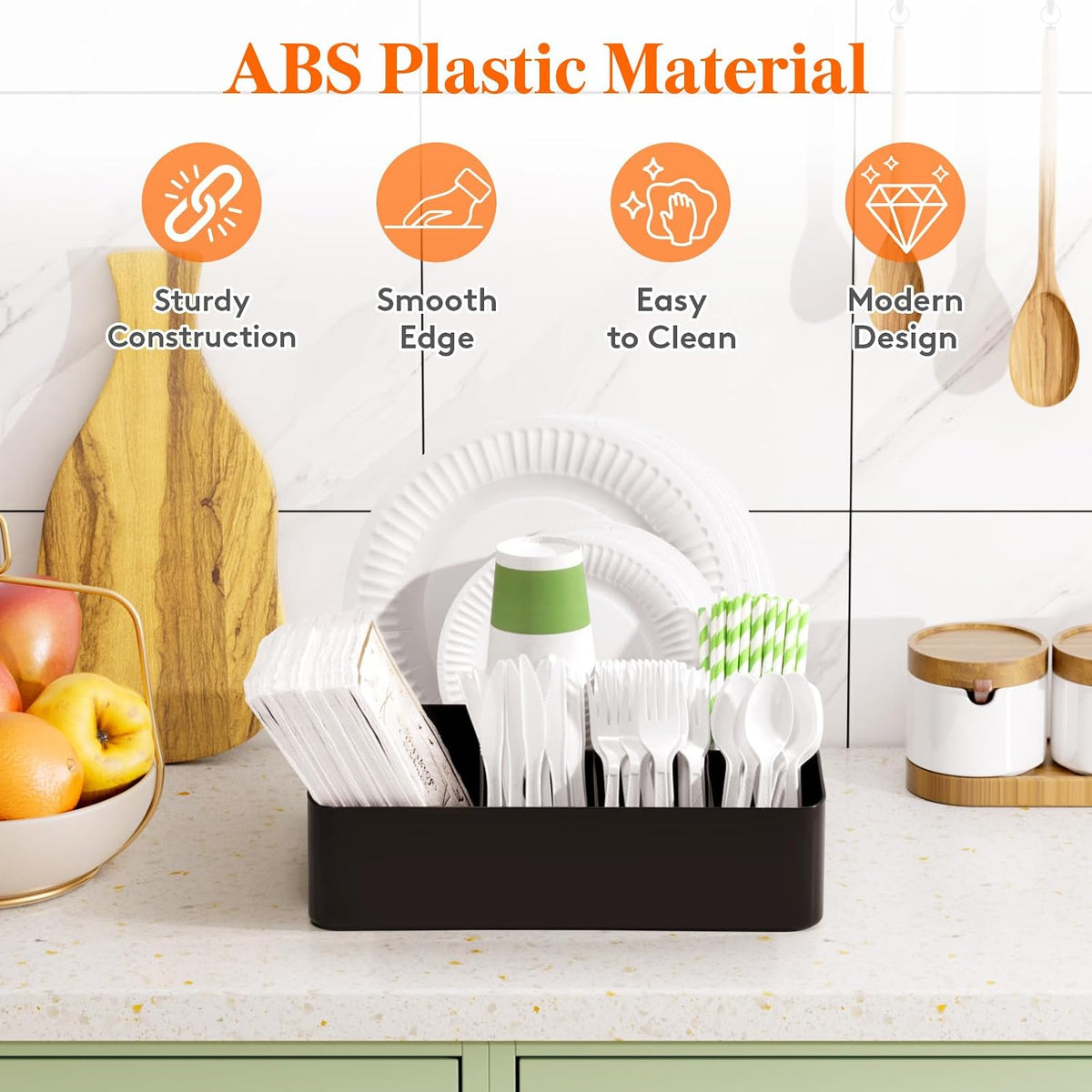Lifewit Paper Plate Organizer Kitchen Countertop Party, Silverware Caddy