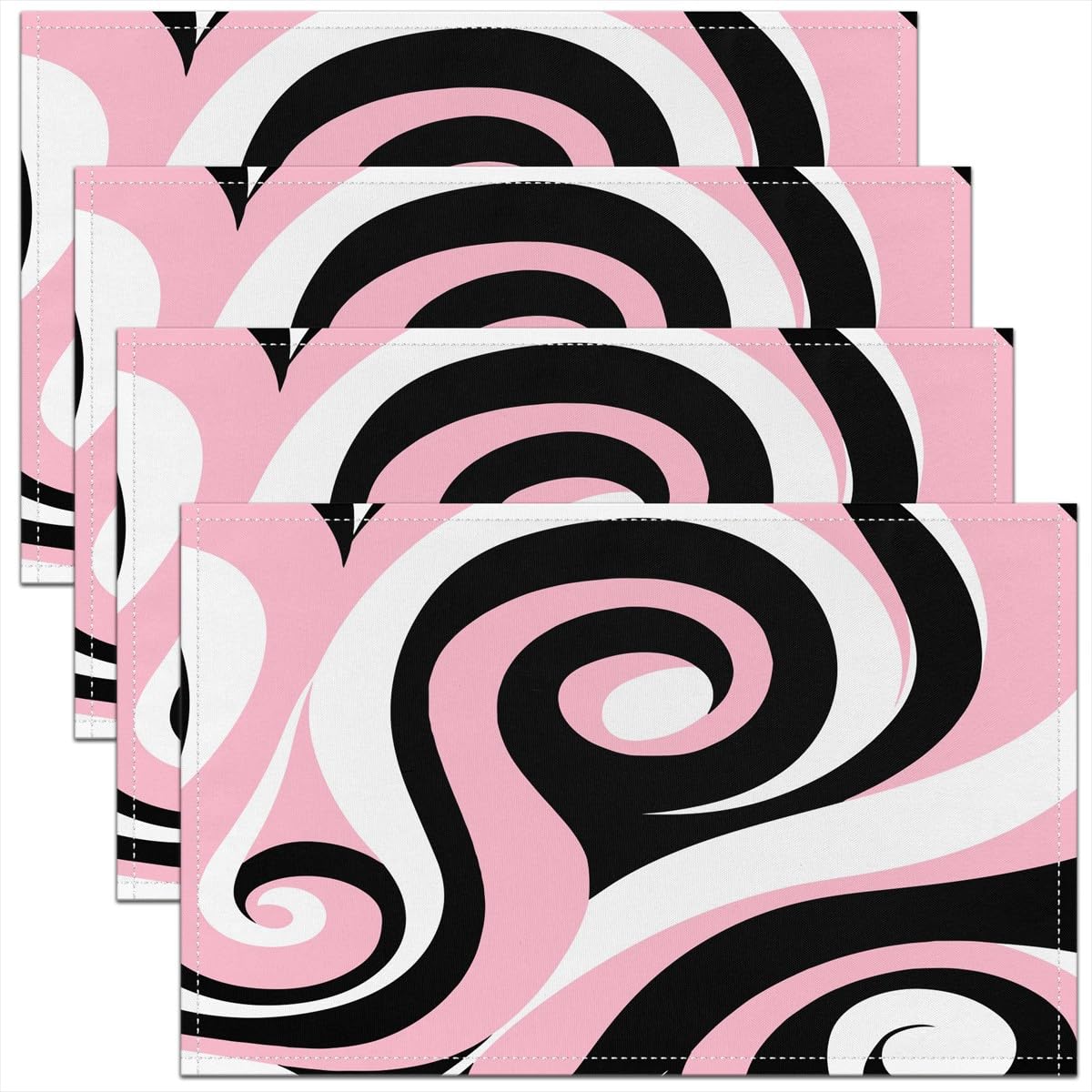 3D Abstract Design Place Mats Red Black Gray White Irregular Pattern Placemats for Teens Adults Men Modern Simple Style Kitchen Mats for Dining Table Set of 4 12x18 Inch