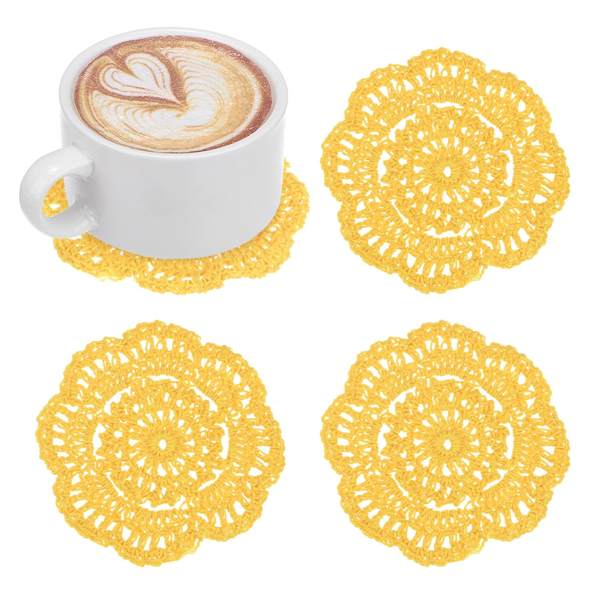 M METERXITY 8pcs Handmade Crochet Coasters 4"/10cm Round Light Pink