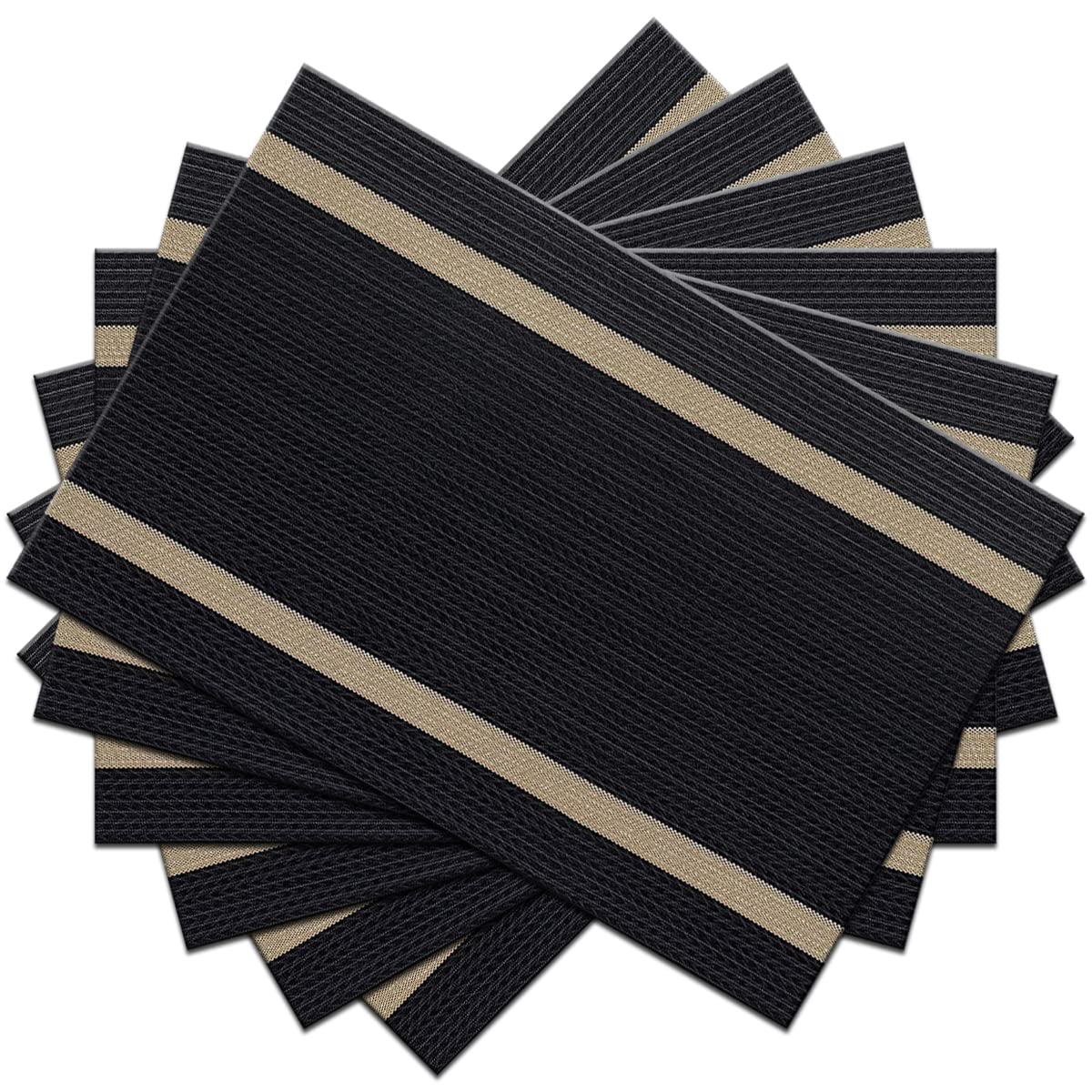 PIGCHCY Beige Placemats Set of 4 Vinyl PVC Durable Place Mats for Dining Table,Heat Resistant Non-Slip Woven Tabel Mats (18x12 inches, Beige)