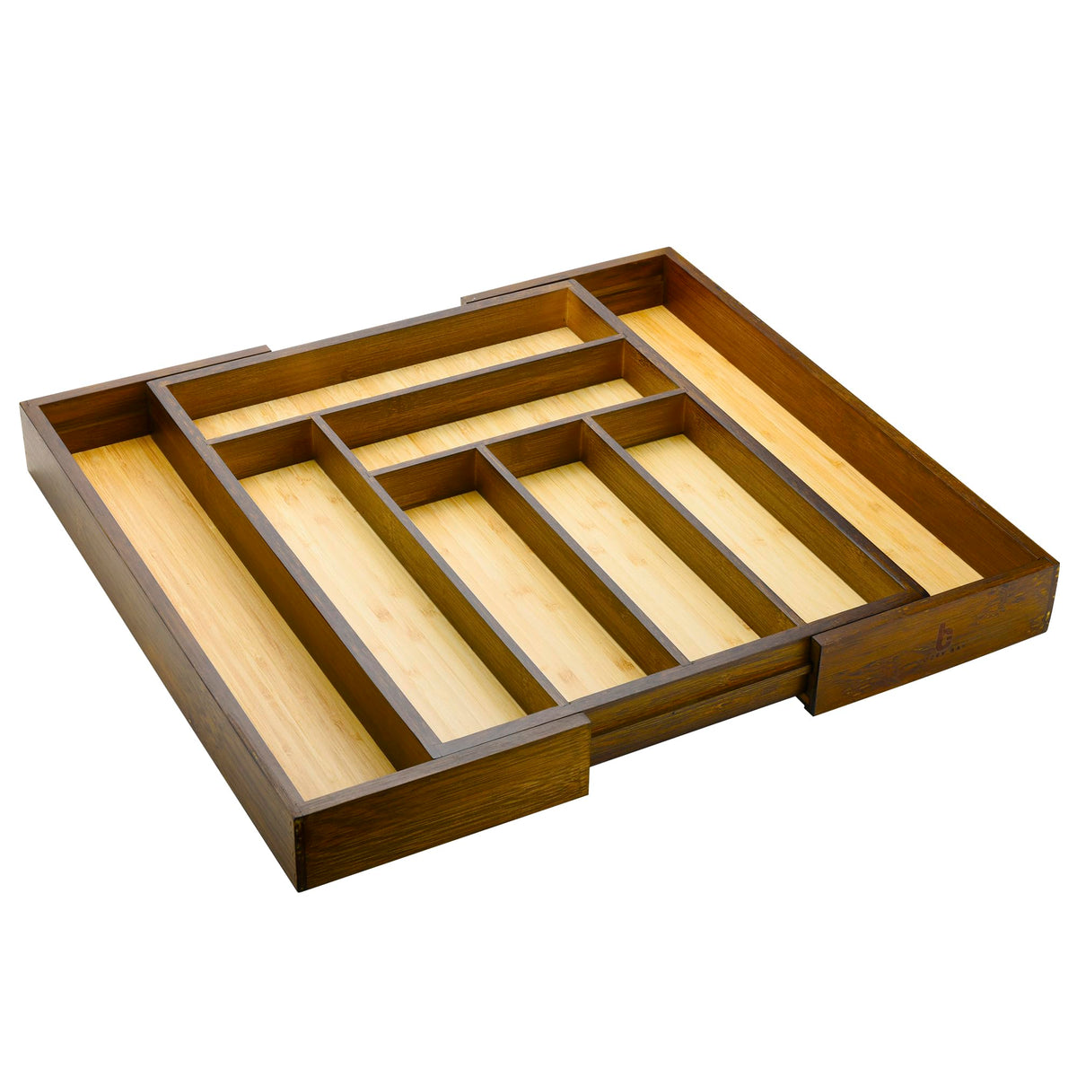Bamboo drawer organizer, utensil holder, silverware organizer, and adjustable cutlery tray with drawer dividers, for kitchen, office desk, and bathroom storage (Black)