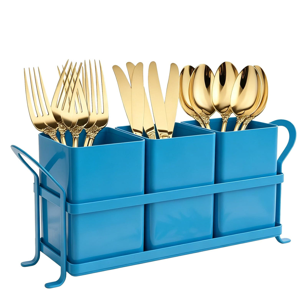 NelyBet Utensil Holder Silverware Caddy for Party Countertop, 3pcs Bins Set Silverware Caddy Organizer Holders for Spoon and Fork, White and Black