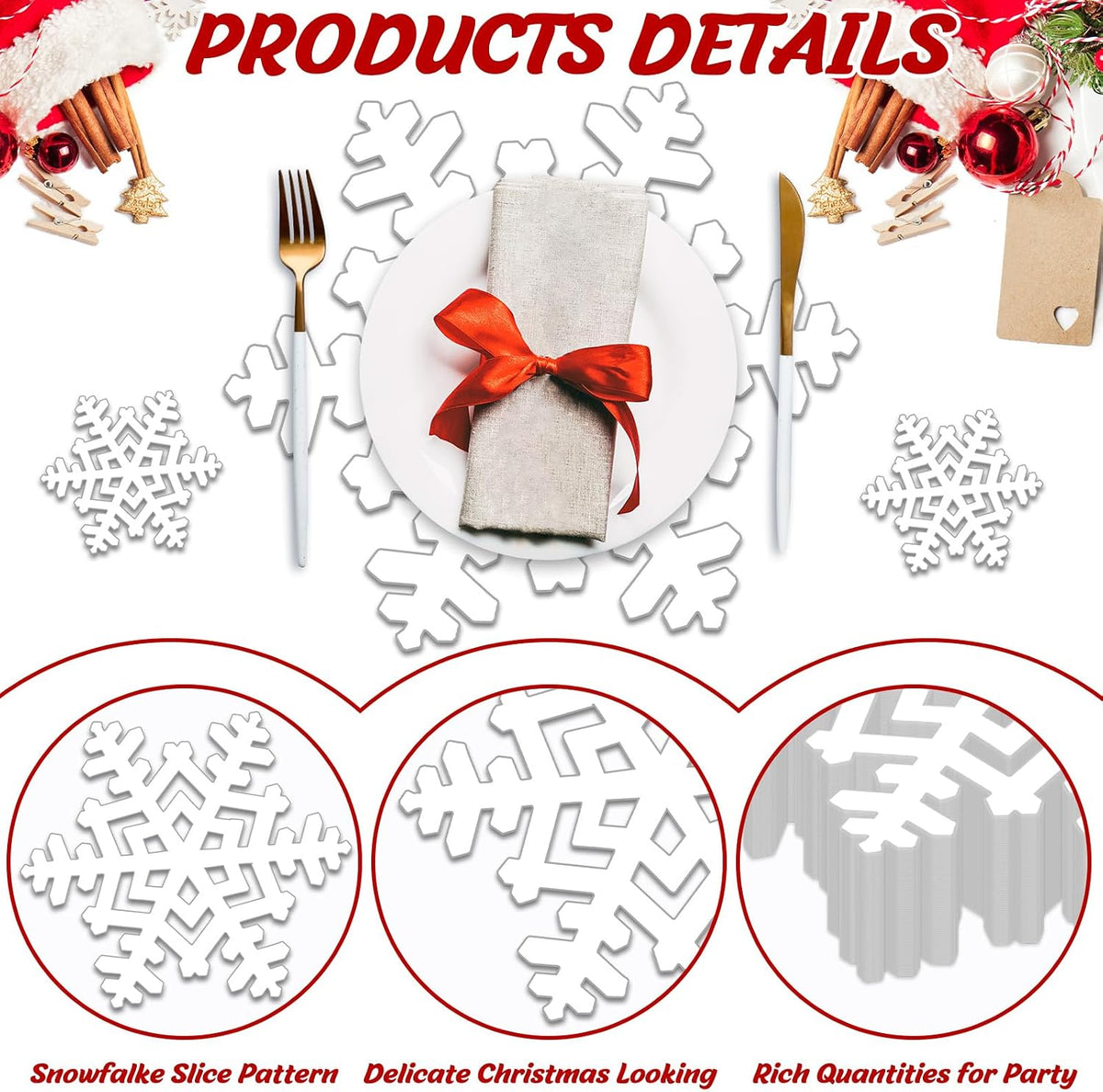 200 Pcs Snowflake Paper Placemats Coasters Set White,Snowflake
