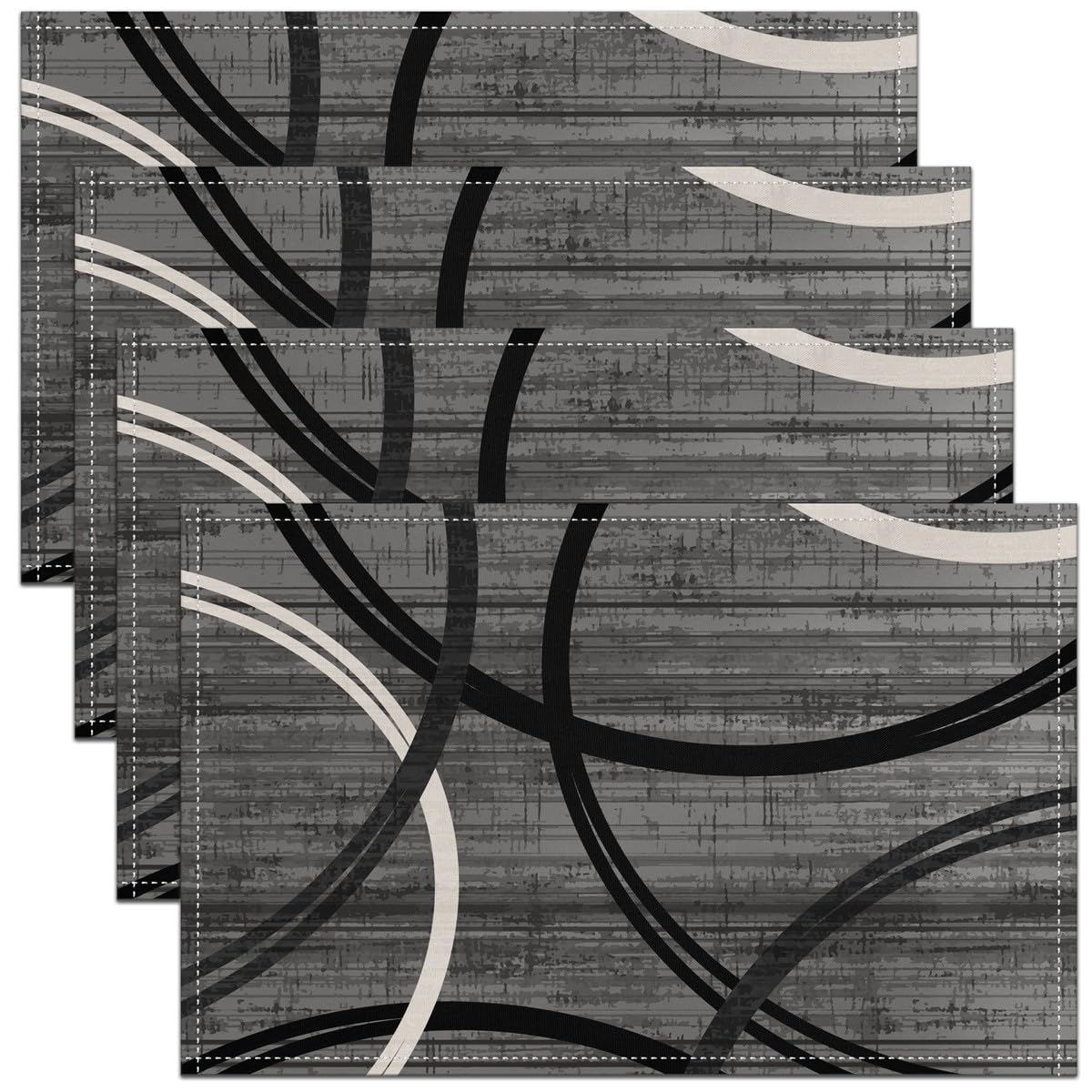 3D Abstract Design Place Mats Red Black Gray White Irregular Pattern Placemats for Teens Adults Men Modern Simple Style Kitchen Mats for Dining Table Set of 4 12x18 Inch