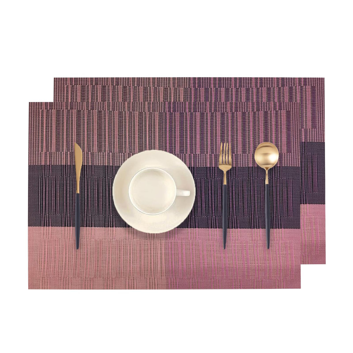Frame Gold Placemats Set of 2 - Heat-Resistant, Non-Slip Table Mats