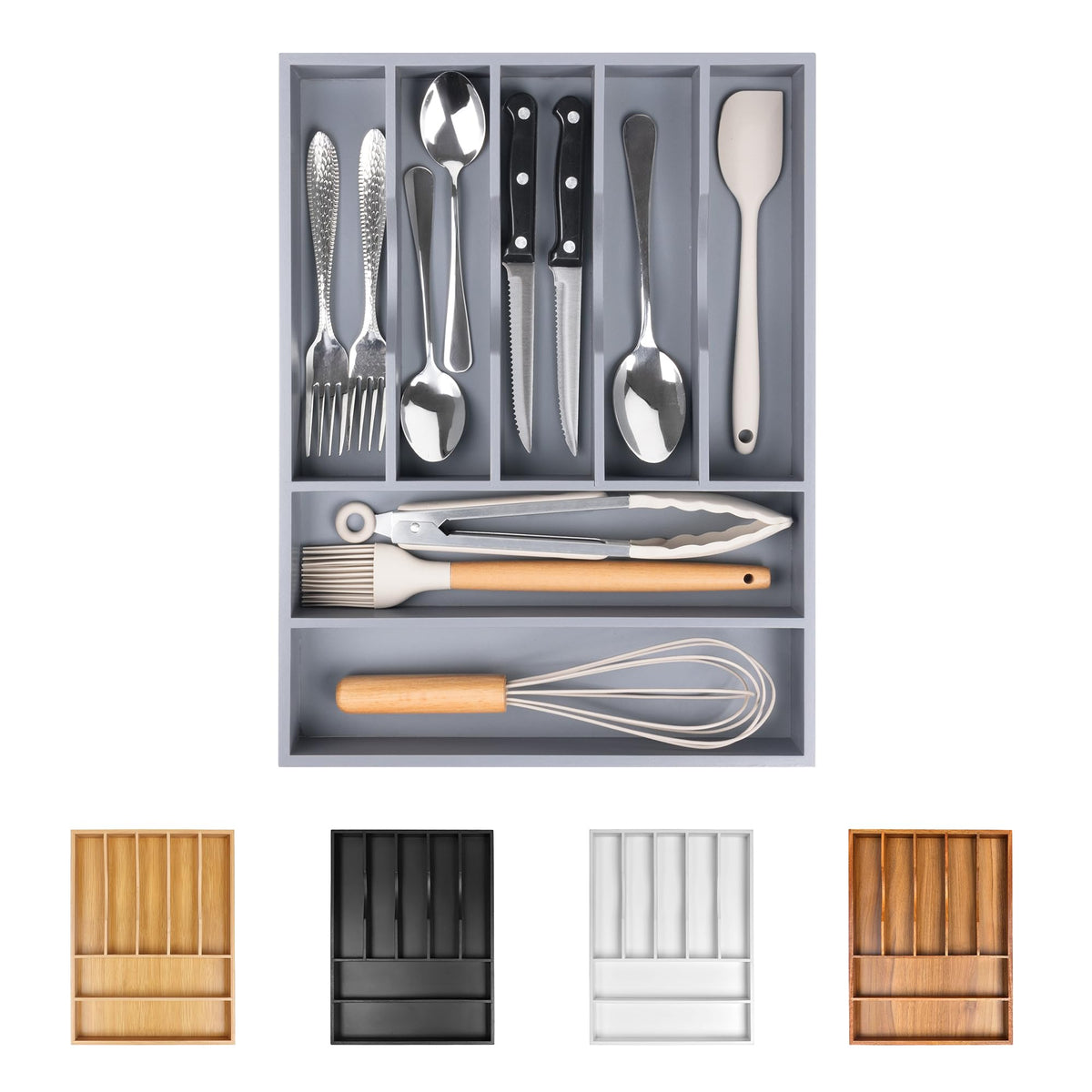 Bellsal Silverware Organizer Kitchen Drawer Organizer Expandable Bamboo Utensil Holder Cutlery Tray for Kitchen Utensil and Flatware Bedroom Office