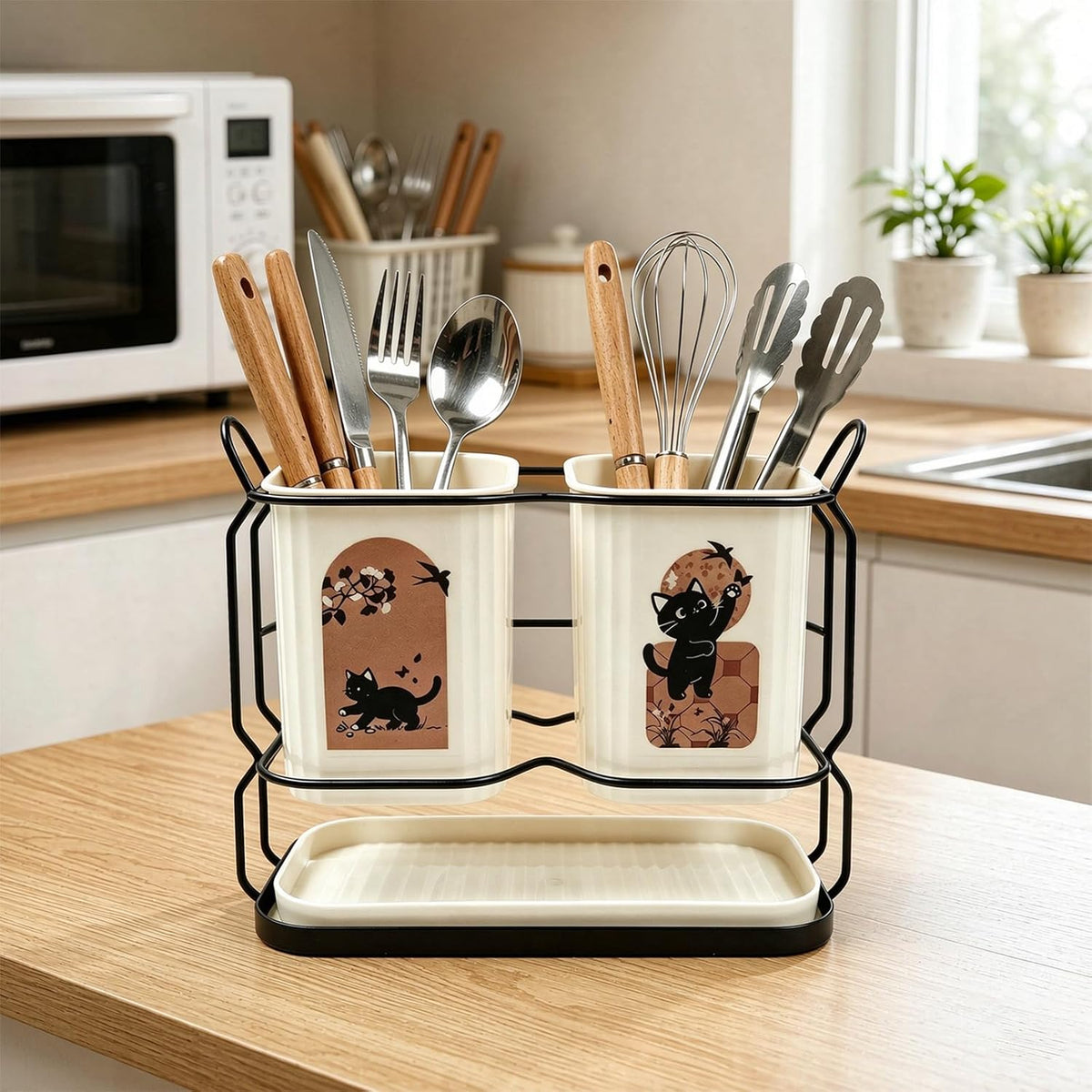 SFGHOUSE Kitchen Utensil Holder Countertop Wall Mount Drying Organizer
