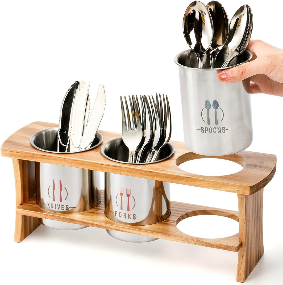Lyellfe Silverware Holder for Countertop, Stainless Steel