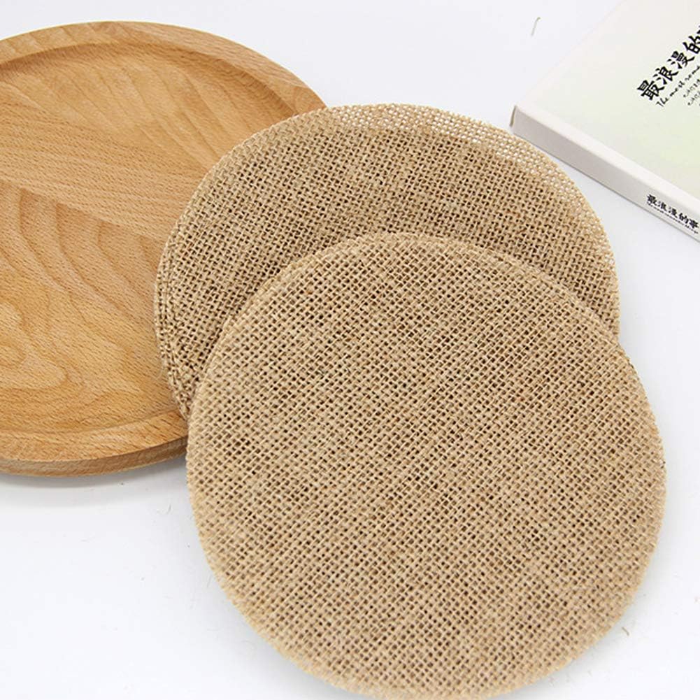 12Pcs Rustic Burlap Linen Doilies Mat Round Placemats Cup Mat Coaster Table Decorations for Wedding Holiday Home Party Dining Table, 6 Iinches