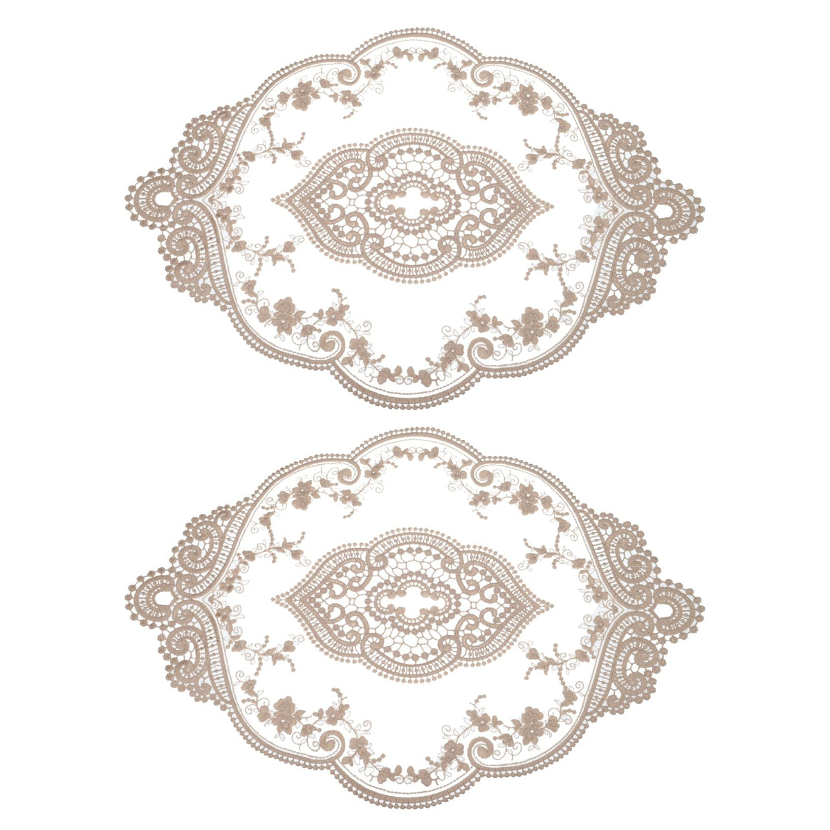 uxcell 2Pack Retro Lace Placemat 12x17-in Oval Embroidered Table Place Mats French Crochet Doilies Coasters Cup Mat for Home Wedding, Red