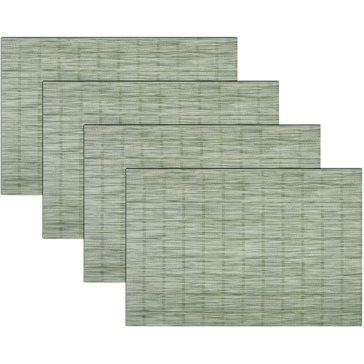 PIGCHCY Beige Placemats Set of 4 Vinyl PVC Durable Place Mats for Dining Table,Heat Resistant Non-Slip Woven Tabel Mats (18x12 inches, Beige)