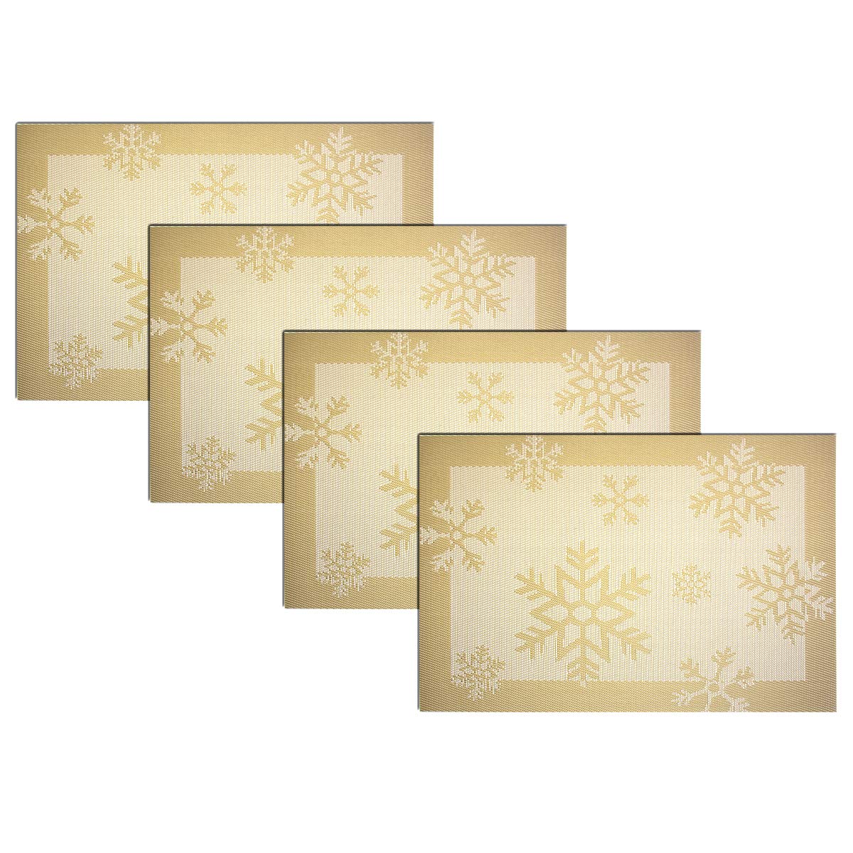 PIGCHCY Beige Placemats Set of 4 Vinyl PVC Durable Place Mats for Dining Table,Heat Resistant Non-Slip Woven Tabel Mats (18x12 inches, Beige)
