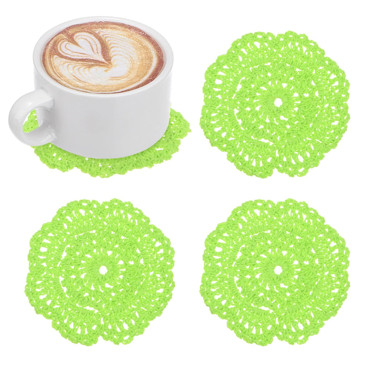 M METERXITY 8pcs Handmade Crochet Coasters 4"/10cm Round Light Pink