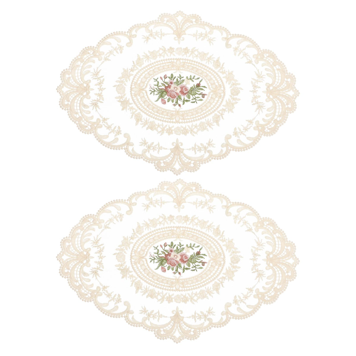 uxcell Retro Lace Placemat 12x16 Oval Embroidered Table Place 2Pack Gray
