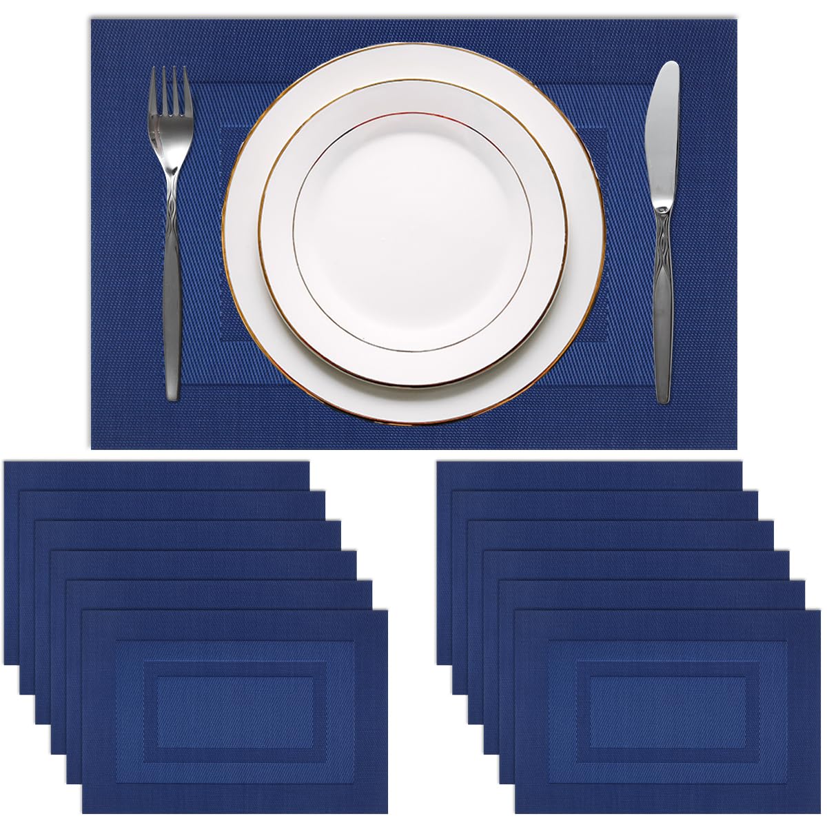 PIGCHCY Beige Placemats Set of 4 Vinyl PVC Durable Place Mats for Dining Table,Heat Resistant Non-Slip Woven Tabel Mats (18x12 inches, Beige)