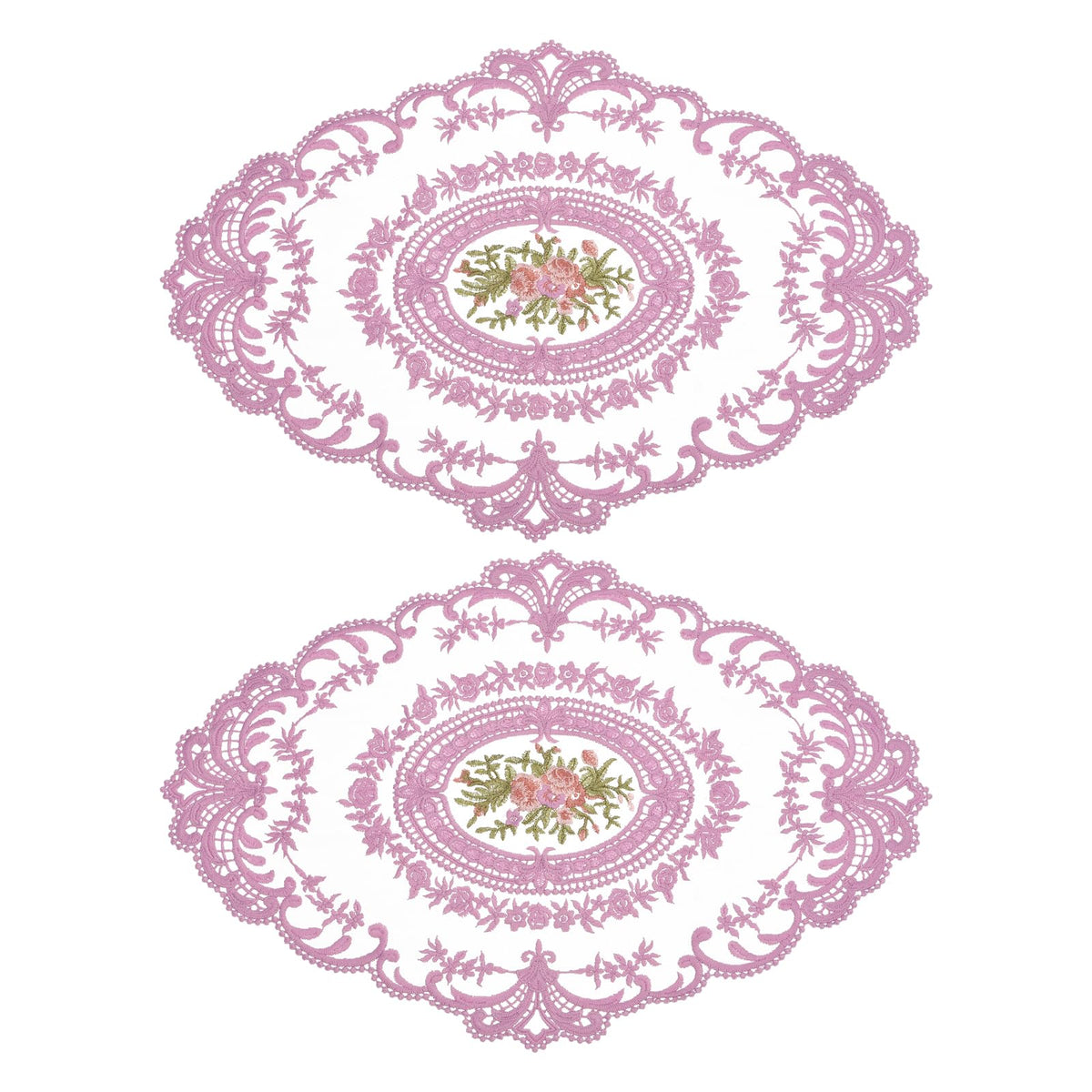 uxcell Retro Lace Placemat 12x16 Oval Embroidered Table Place 2Pack Gray