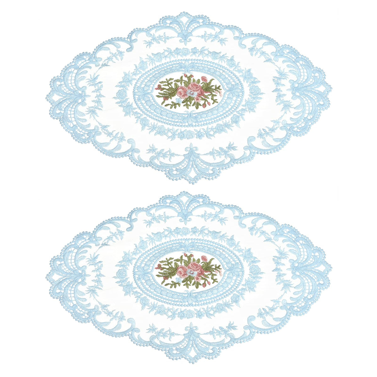 uxcell Retro Lace Placemat 12x16 Oval Embroidered Table Place 2Pack Gray