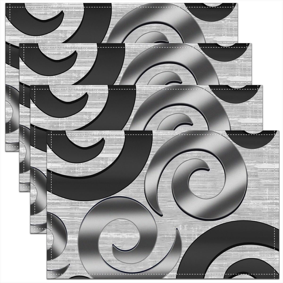 3D Abstract Design Place Mats Red Black Gray White Irregular Pattern Placemats for Teens Adults Men Modern Simple Style Kitchen Mats for Dining Table Set of 4 12x18 Inch