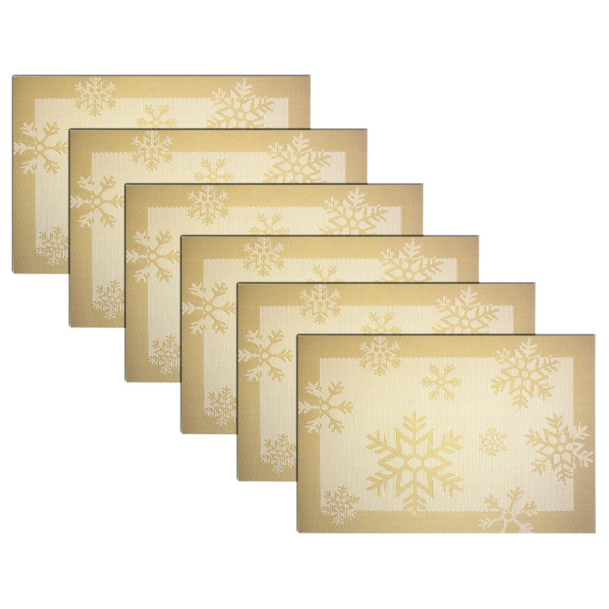 PIGCHCY Beige Placemats Set of 4 Vinyl PVC Durable Place Mats for Dining Table,Heat Resistant Non-Slip Woven Tabel Mats (18x12 inches, Beige)