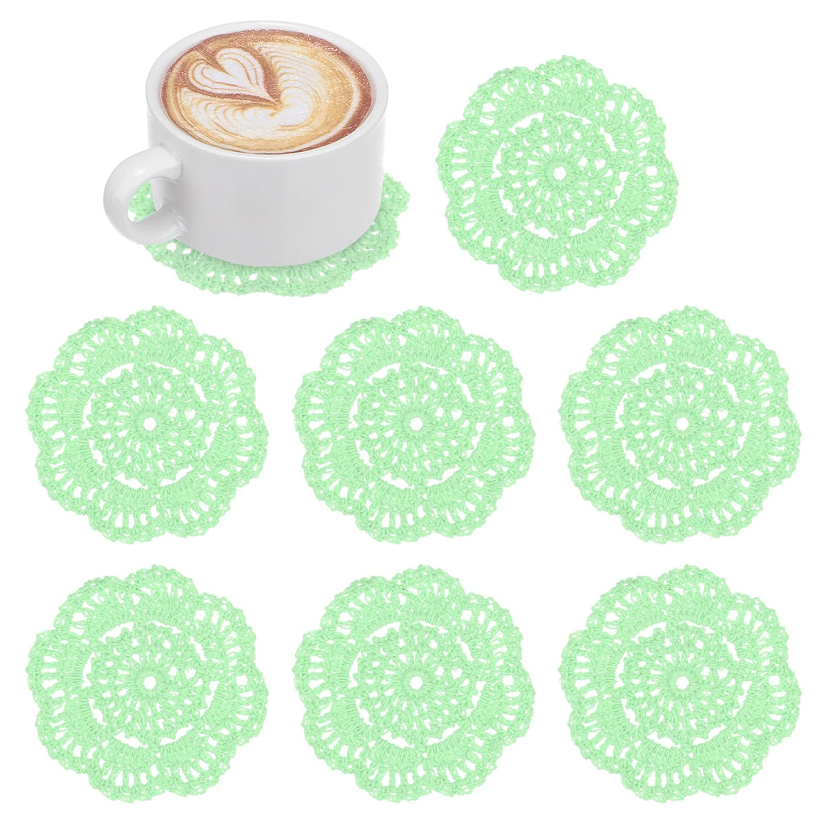 M METERXITY 8pcs Handmade Crochet Coasters 4"/10cm Round Light Pink