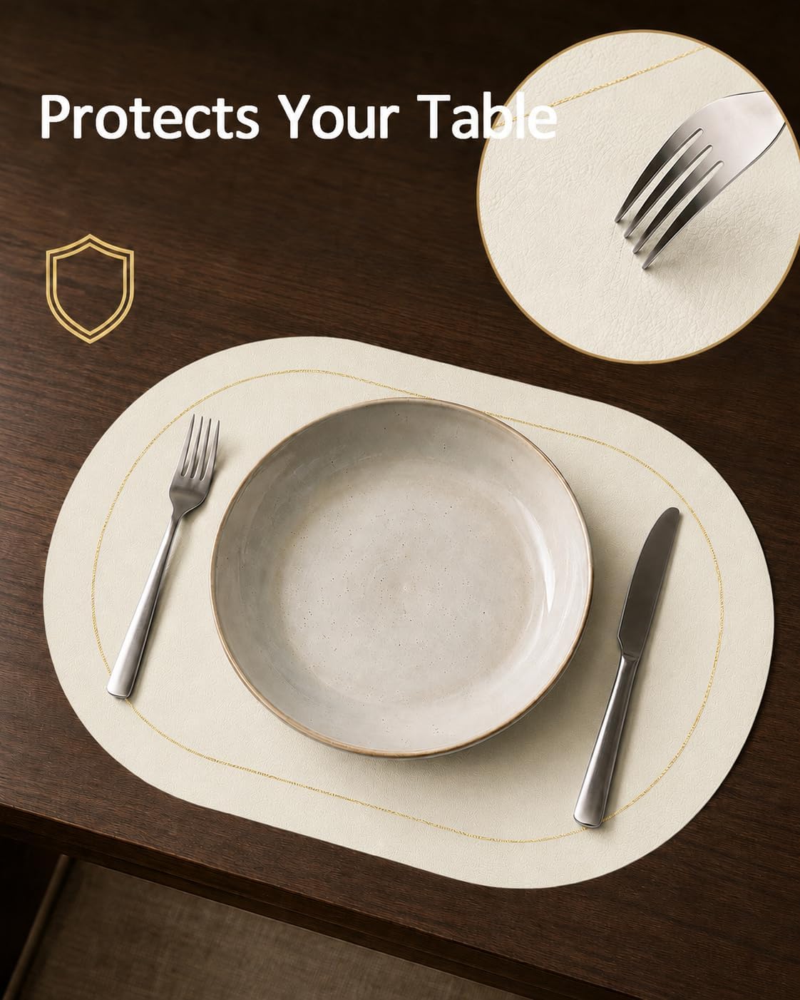 Placemats Set of 4, 12x17 Inch Wipeable Waterproof Heat-Resistant Place Mat