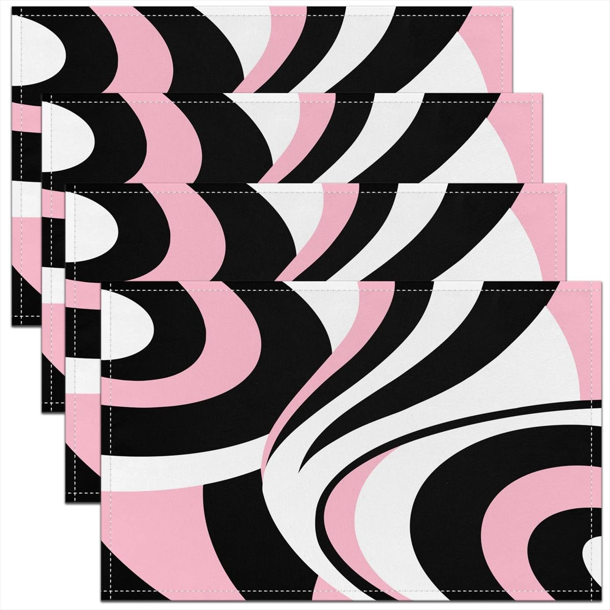 3D Abstract Design Place Mats Red Black Gray White Irregular Pattern Placemats for Teens Adults Men Modern Simple Style Kitchen Mats for Dining Table Set of 4 12x18 Inch