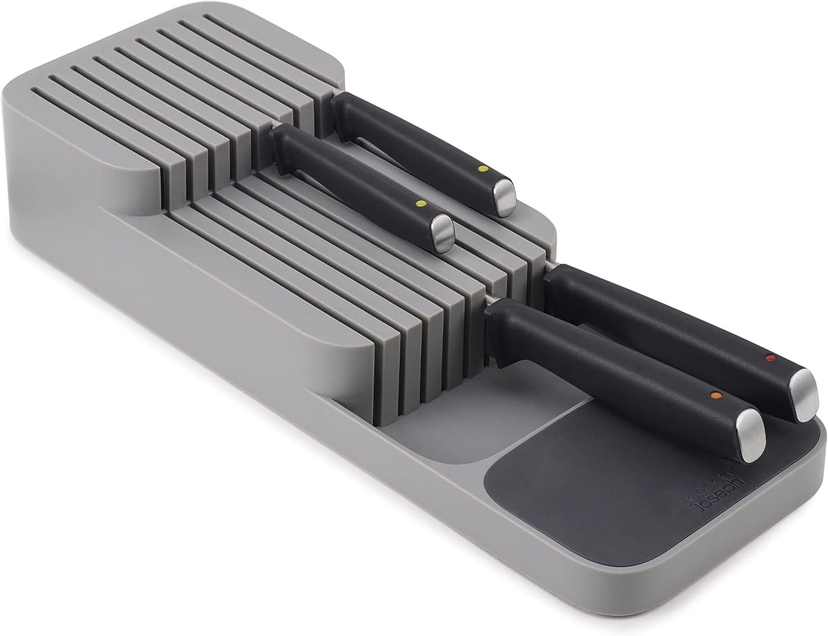 Joseph Joseph DrawerStore Knife Organizer, holds up to 9 knives, Kitchen Organization & Drawer Storage – Compact, Gray