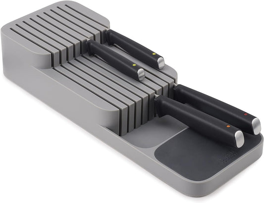 Joseph Joseph DrawerStore Knife Organizer, holds up to 9 knives, Kitchen Organization & Drawer Storage – Compact, Gray