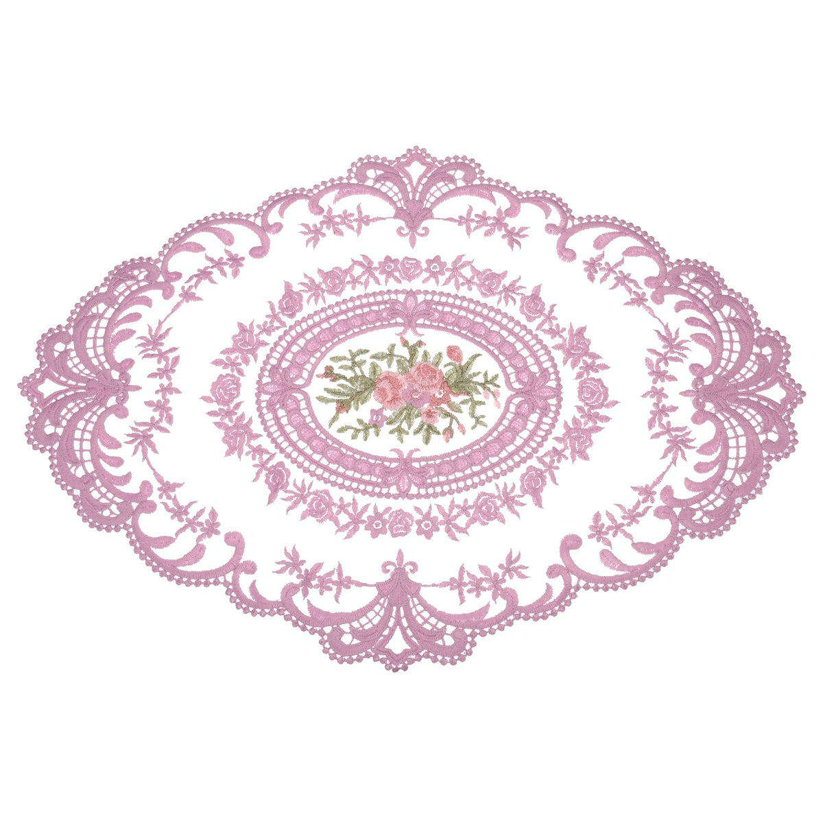 uxcell Retro Lace Placemat 12x16-in Oval Embroidered Table Place Mats French Crochet Doilies Coasters Cup Mat for Home Wedding, Black