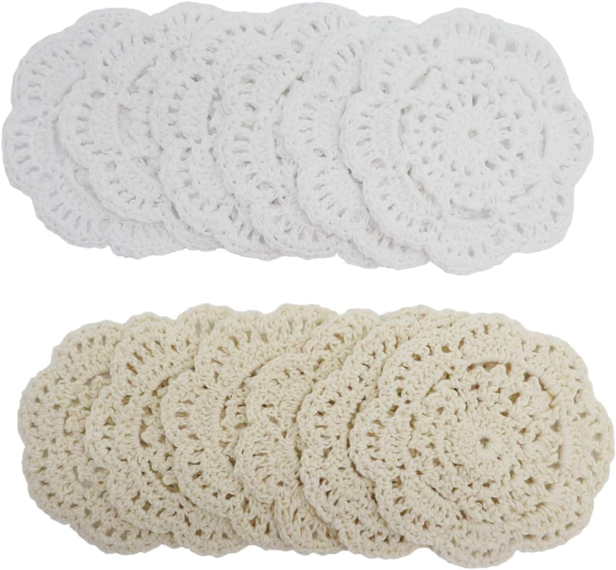 Ouyatoyu Doilies Cloth Lace Crochet Doilies Place Mats Round Handmade Cotton Placemats for Cups Coasters Glasses Small Doilies Cloth 4 Inch 12pcs