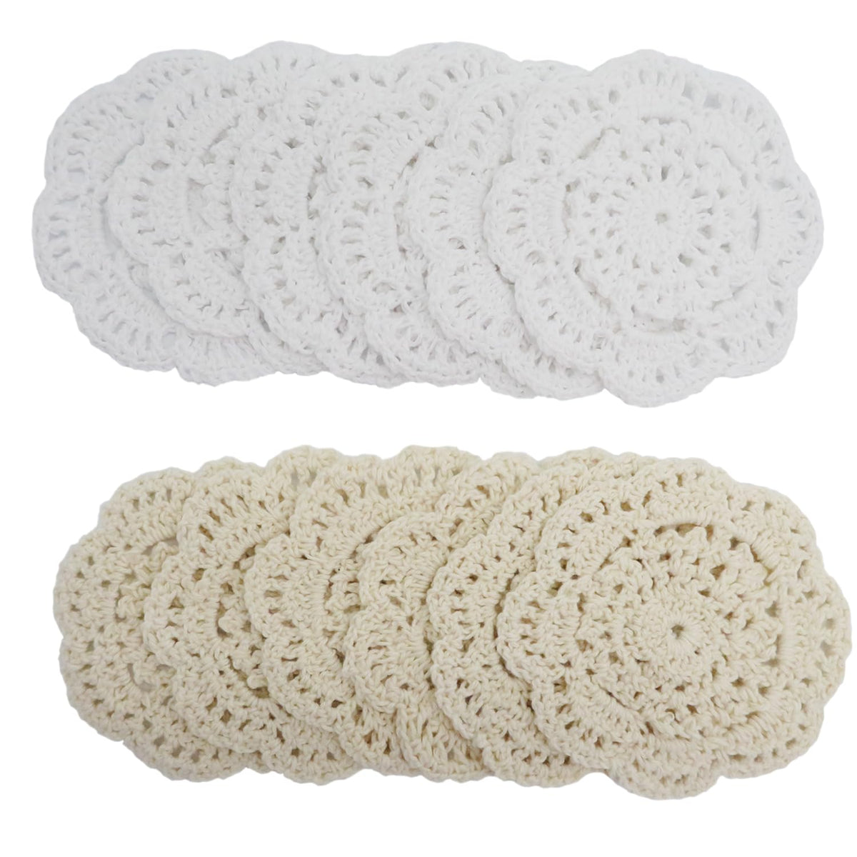 Ouyatoyu Doilies Cloth Lace Crochet Doilies Place Mats Round Handmade Cotton Placemats for Cups Coasters Glasses Small Doilies Cloth 4 Inch 12pcs