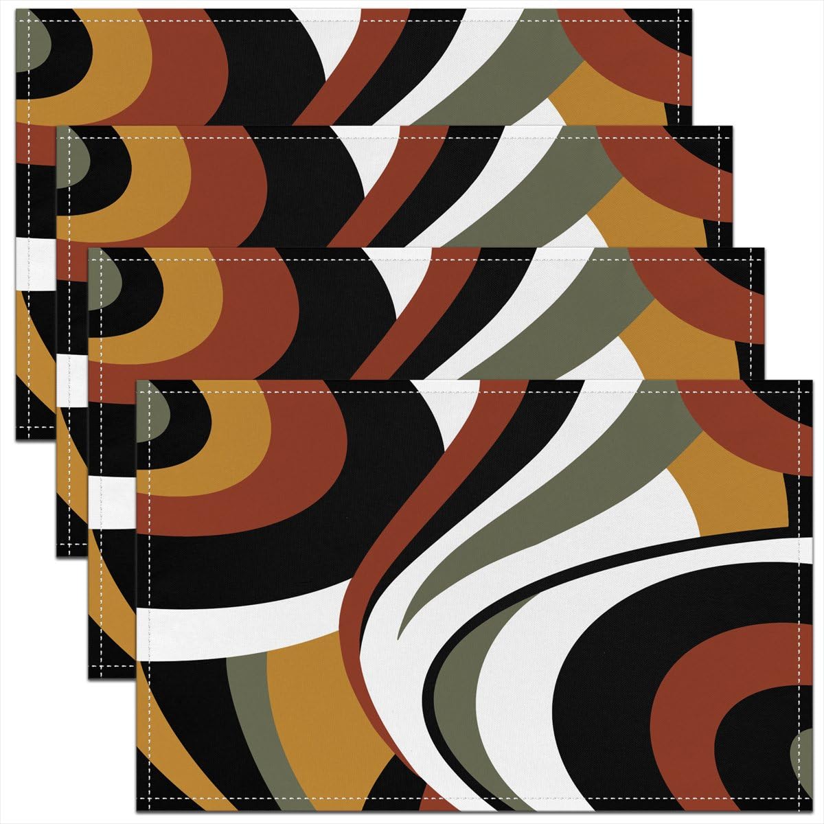 3D Abstract Design Place Mats Red Black Gray White Irregular Pattern Placemats for Teens Adults Men Modern Simple Style Kitchen Mats for Dining Table Set of 4 12x18 Inch
