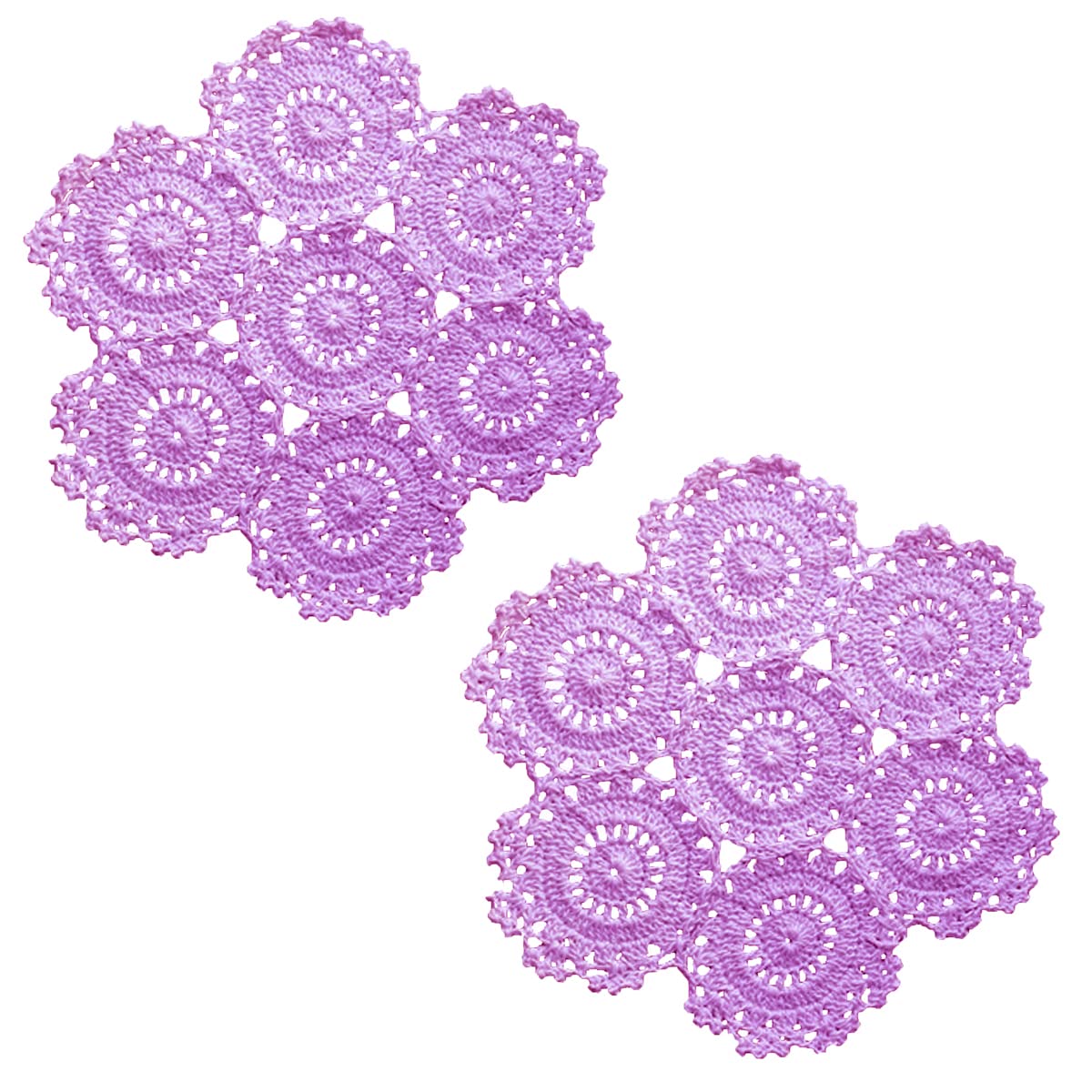2PCS 10 Inch Sunflower Crochet Place Mats Lace Doilies Coasters Handmade Round Spliced Sunflower Table Cup Mats Easter Mother's Day Decoration,Red