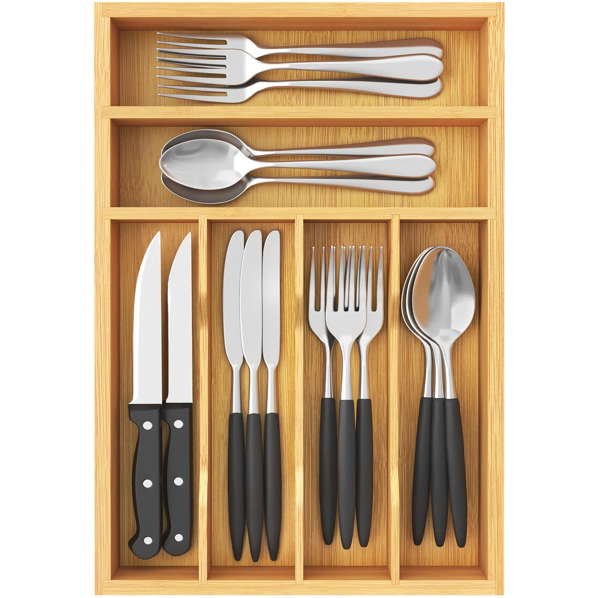 Lifewit Bamboo Silverware Tray for Drawer, 6.7 x 12