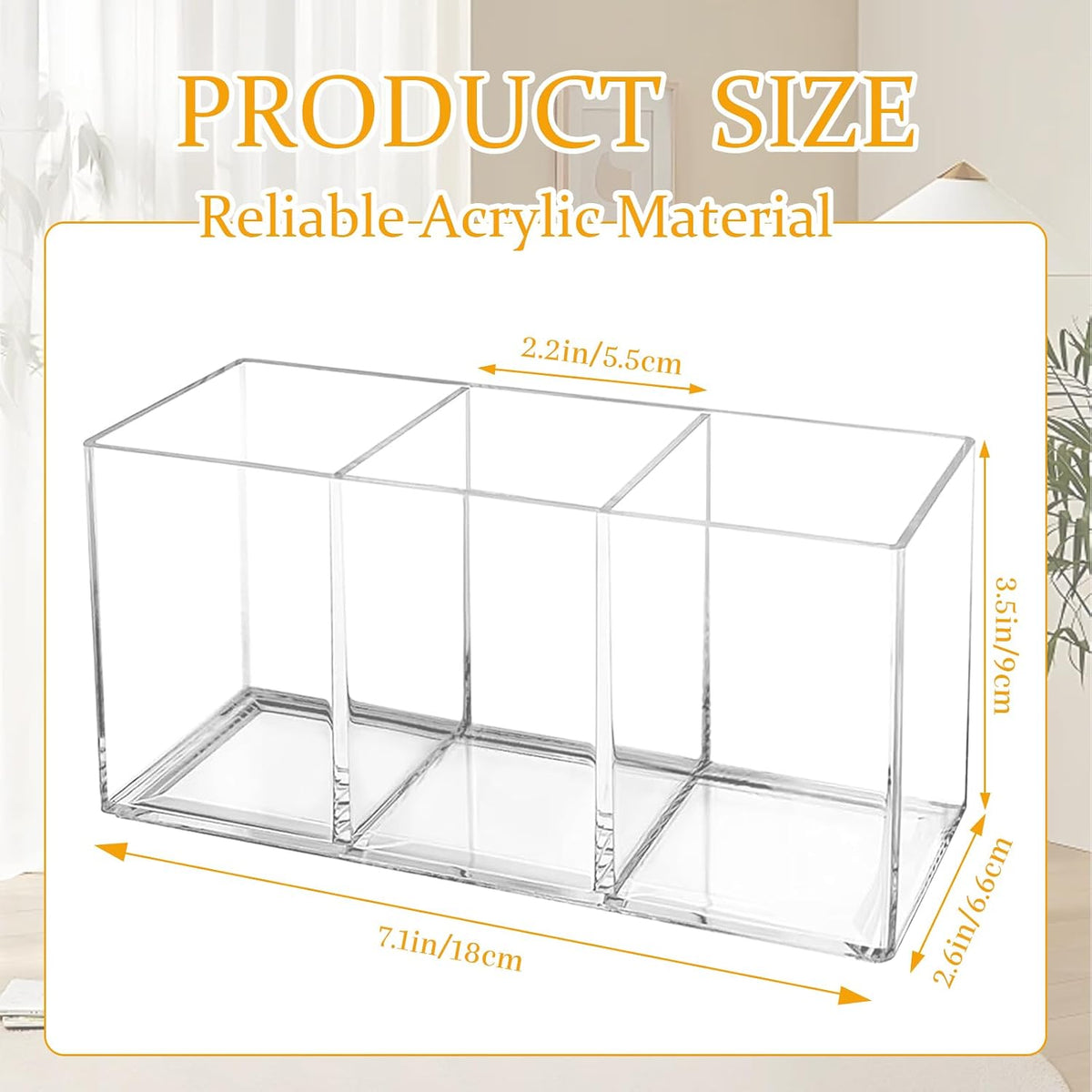 Clear Acrylic Cutlery Organizer 3 Section Utensil Caddy