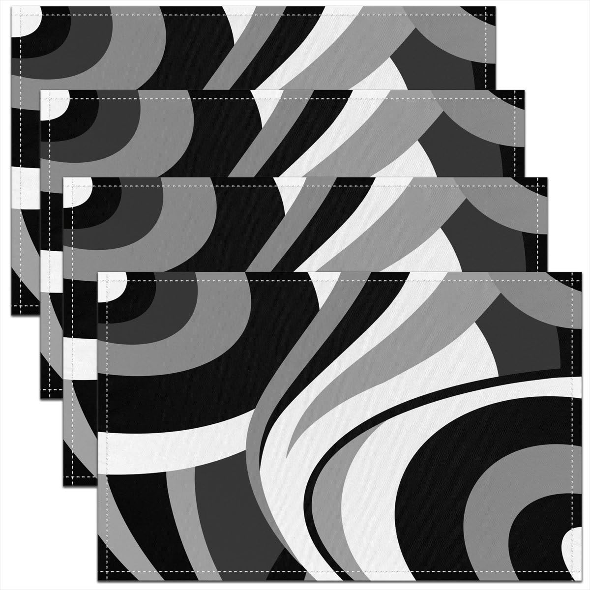 3D Abstract Design Place Mats Red Black Gray White Irregular Pattern Placemats for Teens Adults Men Modern Simple Style Kitchen Mats for Dining Table Set of 4 12x18 Inch