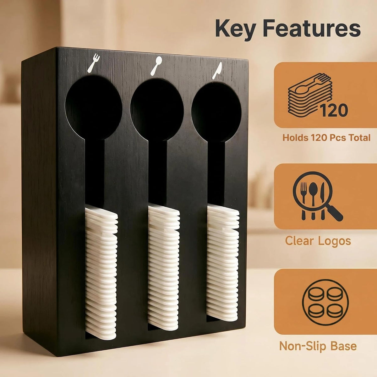 UCUDI Plastic Utensil Dispenser Cutlery Organizer Plastic Silverware Holder Caddy for Restaurant, Party, Picnics, Office