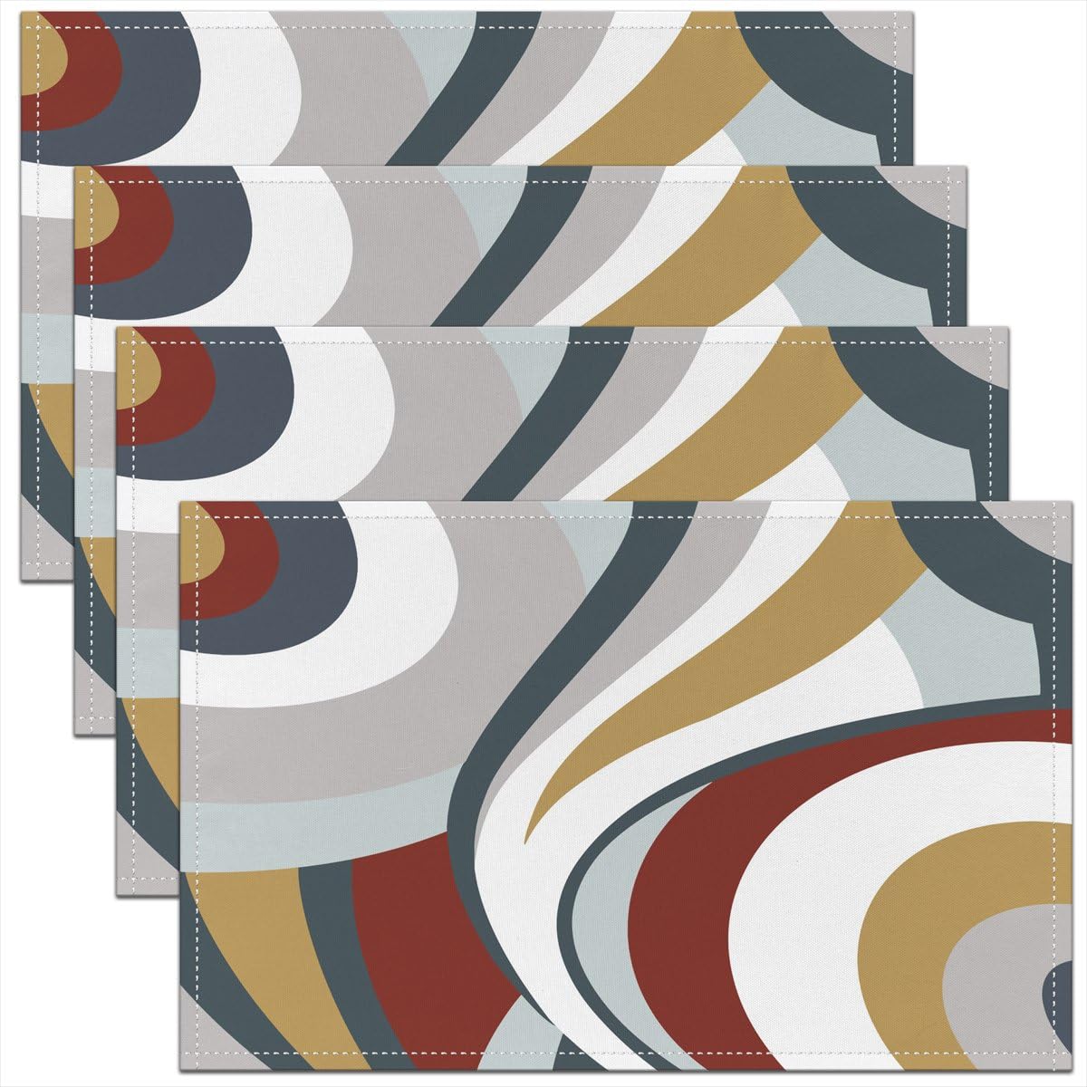3D Abstract Design Place Mats Red Black Gray White Irregular Pattern Placemats for Teens Adults Men Modern Simple Style Kitchen Mats for Dining Table Set of 4 12x18 Inch
