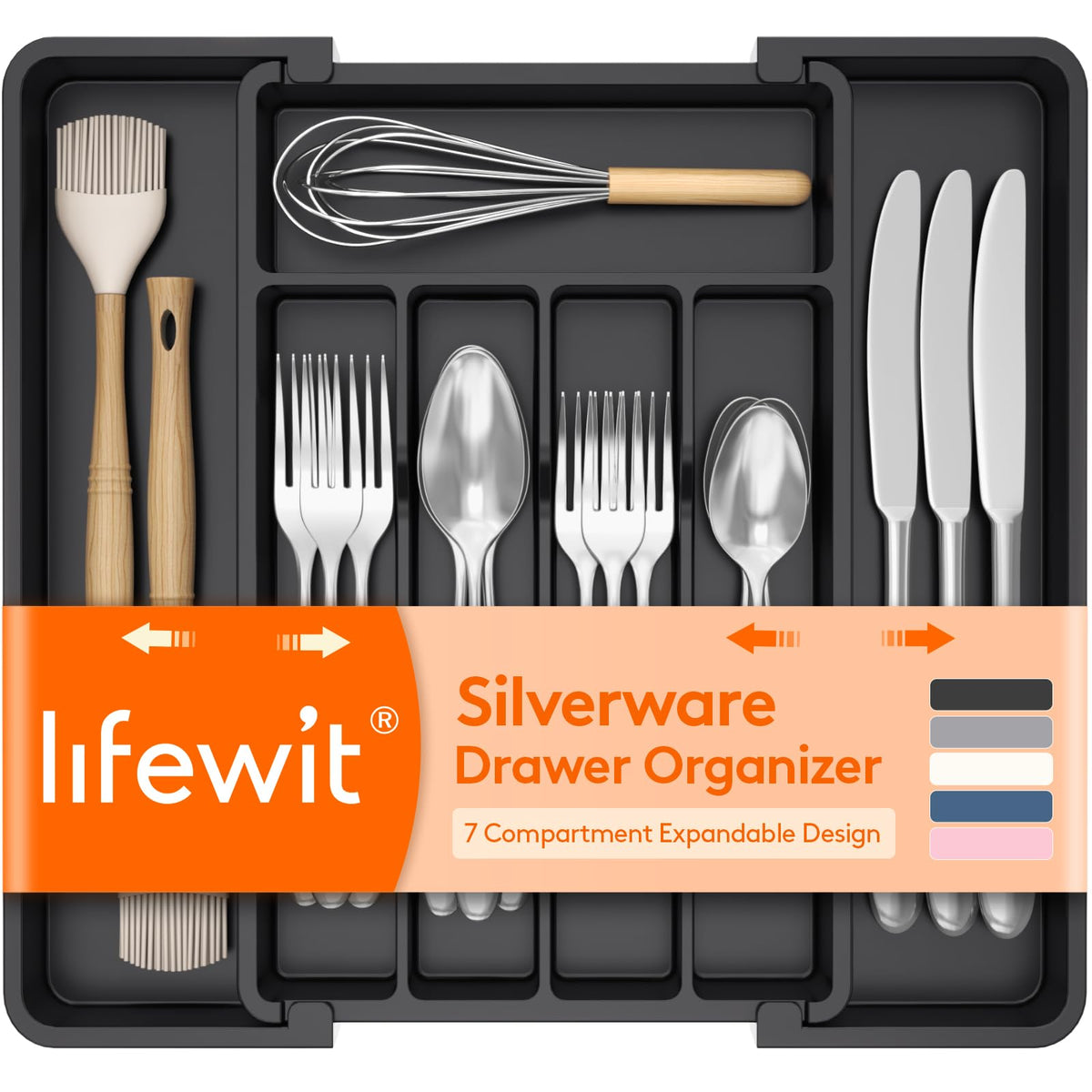 Lifewit Silverware Organizer for Drawer, Expandable Utensil Tray