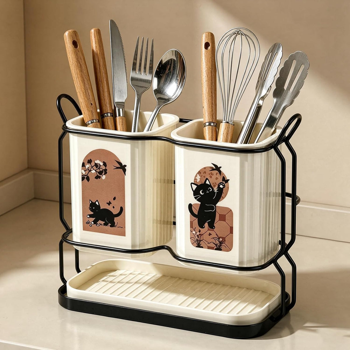 SFGHOUSE Kitchen Utensil Holder Countertop Wall Mount Drying Organizer
