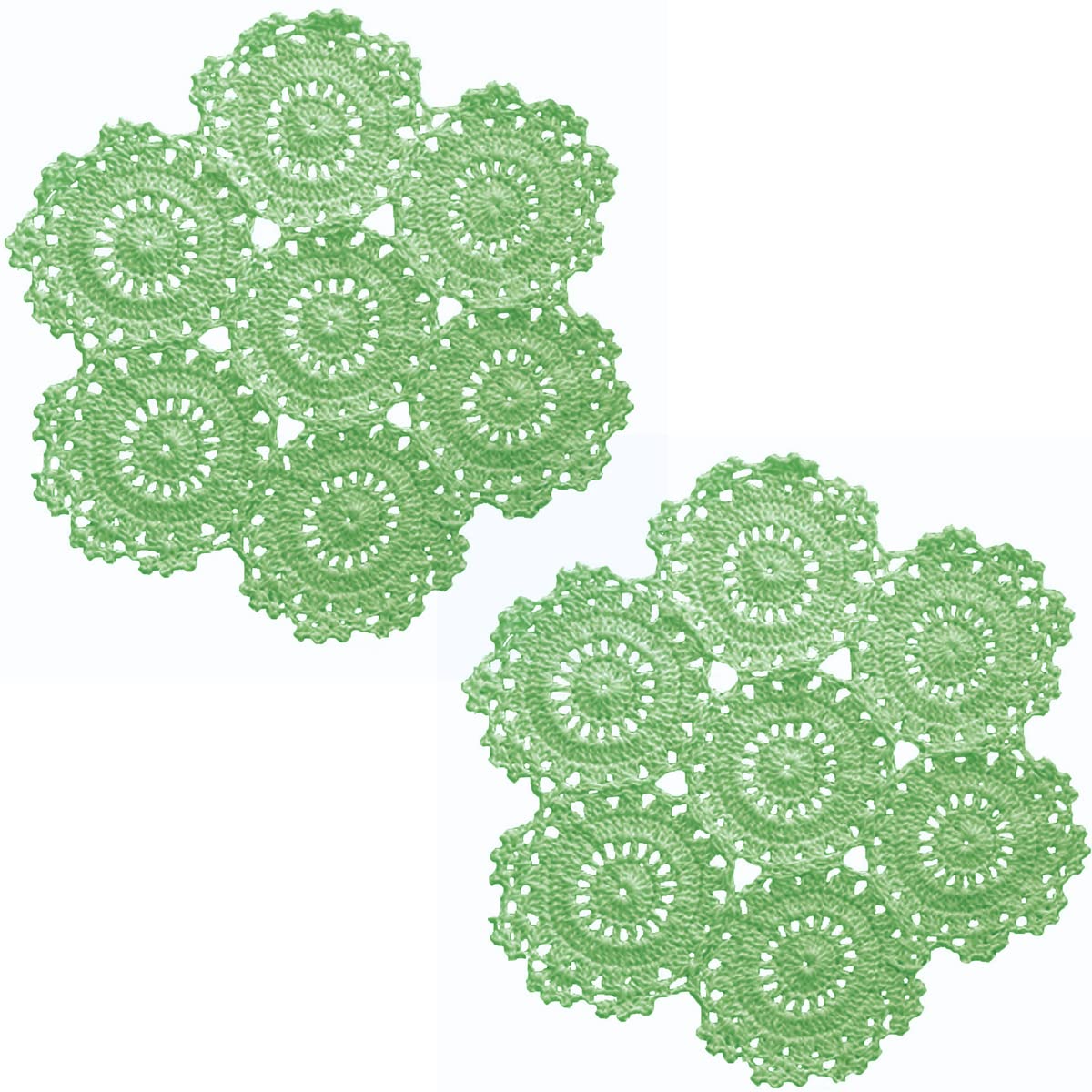 2PCS 10 Inch Sunflower Crochet Place Mats Lace Doilies Coasters Handmade Round Spliced Sunflower Table Cup Mats Easter Mother's Day Decoration,Red