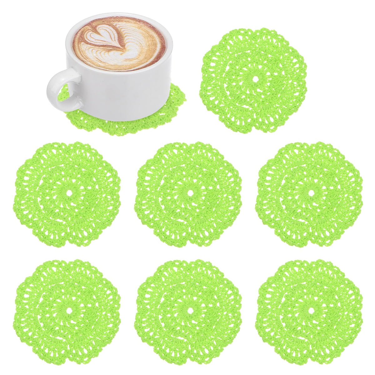 M METERXITY 8pcs Handmade Crochet Coasters 4"/10cm Round Light Pink