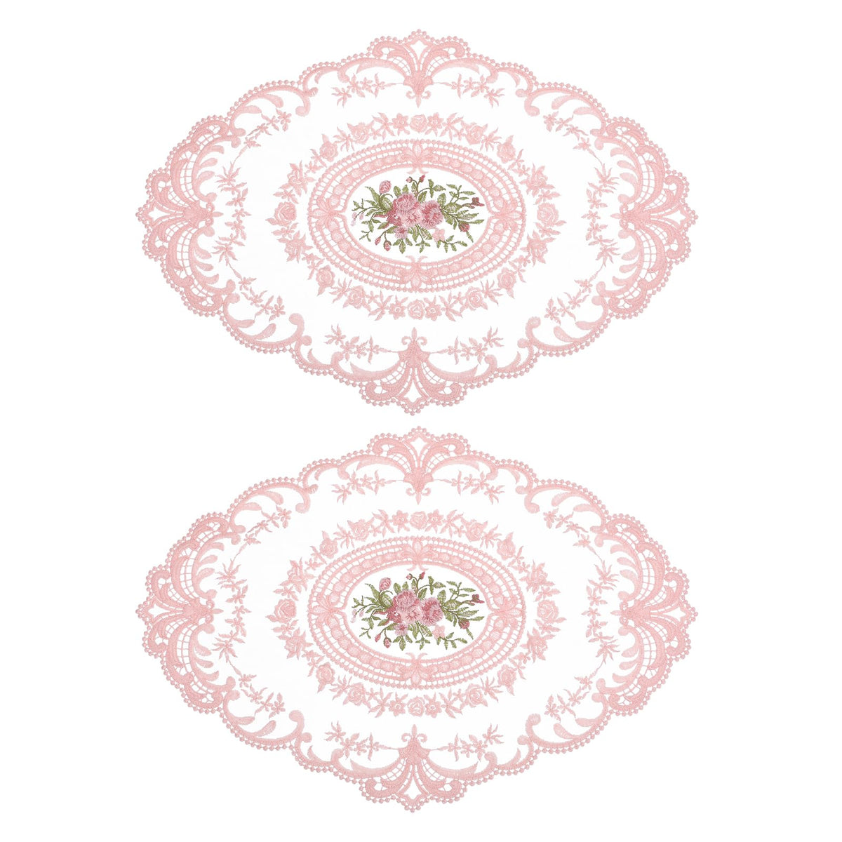uxcell Retro Lace Placemat 12x16 Oval Embroidered Table Place 2Pack Gray