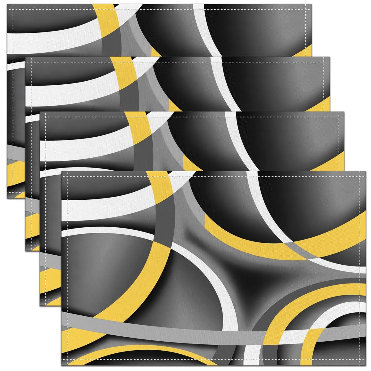 3D Abstract Design Place Mats Red Black Gray White Irregular Pattern Placemats for Teens Adults Men Modern Simple Style Kitchen Mats for Dining Table Set of 4 12x18 Inch
